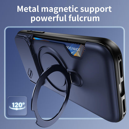 For iPhone 18 Pro Max Sliding Camshield Card Slot Magnetic Rotation Holder Phone Case - Royal Blue - EDA010205702A