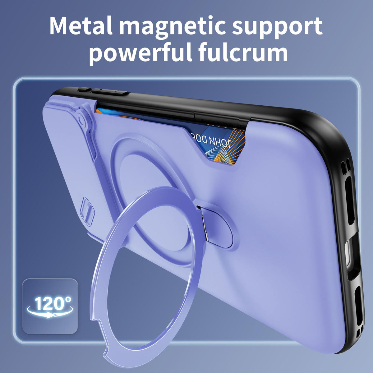 For iPhone 18 Pro Max Sliding Camshield Card Slot Magnetic Rotation Holder Phone Case - Light Purple - EDA010205702E