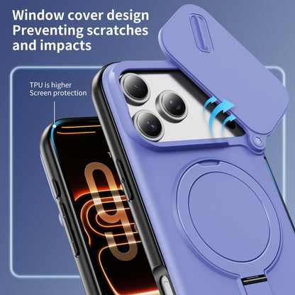 For iPhone 18 Pro Max Sliding Camshield Card Slot Magnetic Rotation Holder Phone Case - Light Purple - EDA010205702E