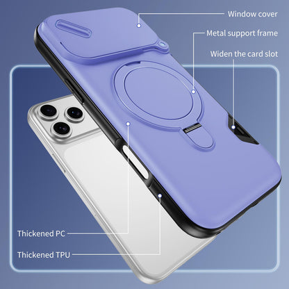 For iPhone 18 Pro Max Sliding Camshield Card Slot Magnetic Rotation Holder Phone Case - Light Purple - EDA010205702E