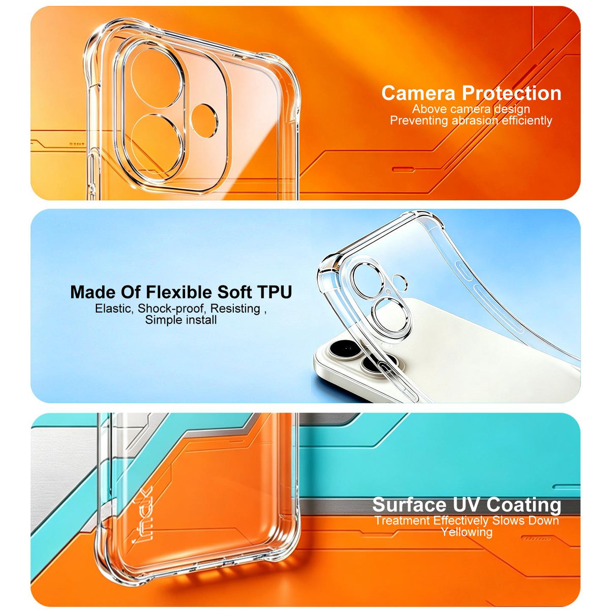 For Redmi Note 17 Pro 5G Global 163.5mm imak Shockproof Airbag TPU Phone Case - Transparent - EDA010205805A