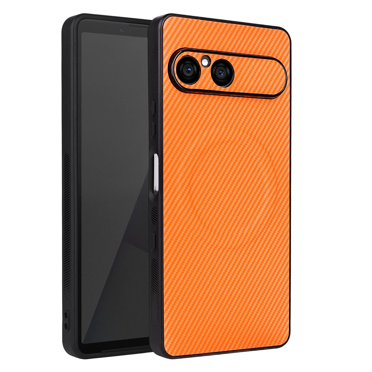 For Sony Xperia 10 VII Precise Cutout Carbon Fiber Texture Vegan Leather Phone Case - Orange - EDA010206107A