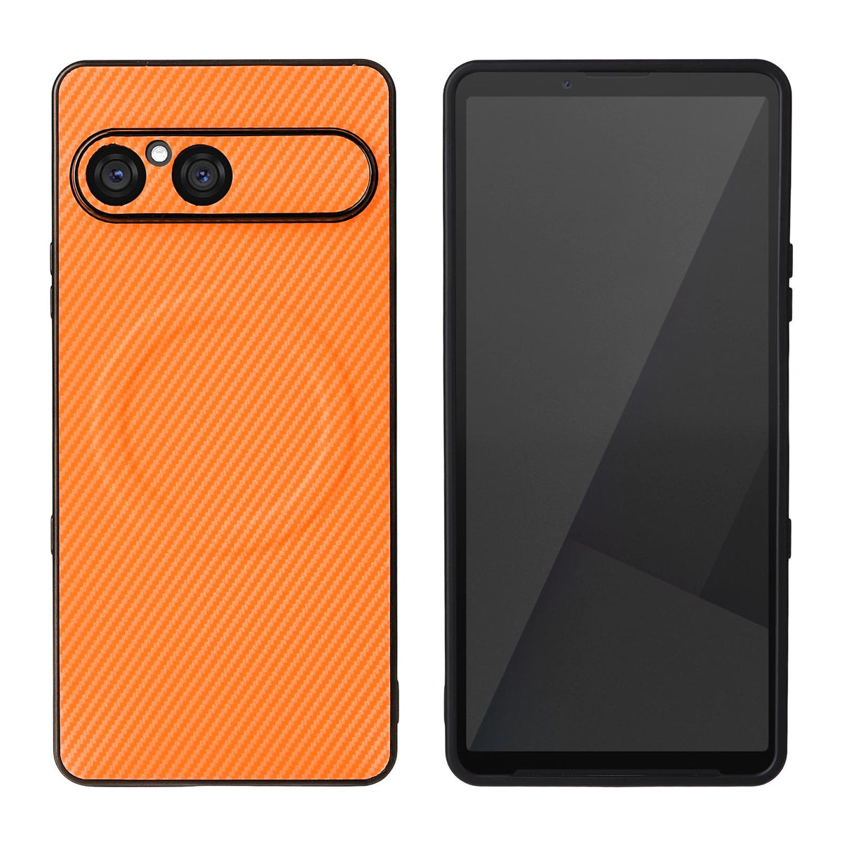 For Sony Xperia 10 VII Precise Cutout Carbon Fiber Texture Vegan Leather Phone Case - Orange - EDA010206107A