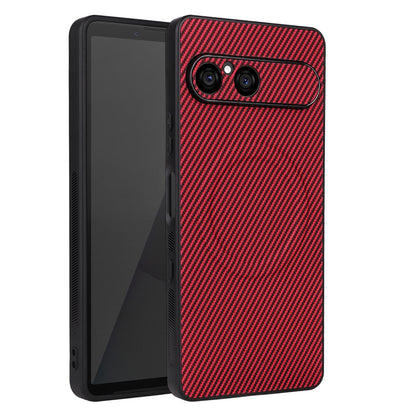 For Sony Xperia 10 VII Precise Cutout Carbon Fiber Texture Vegan Leather Phone Case - Red - EDA010206107B