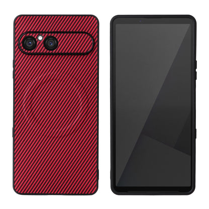 For Sony Xperia 10 VII Precise Cutout Carbon Fiber Texture Vegan Leather Phone Case - Red - EDA010206107B