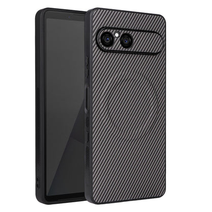 For Sony Xperia 10 VII Precise Cutout Carbon Fiber Texture Vegan Leather Phone Case - Grey - EDA010206107C