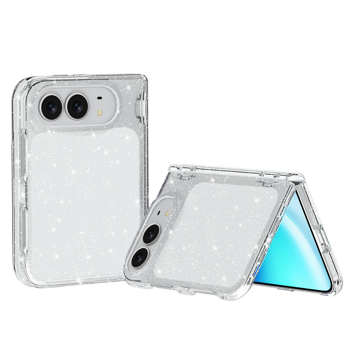 For iPhone Duo Shockproof Terminator Glitter Powder Phone Case - White - EDA010208401A