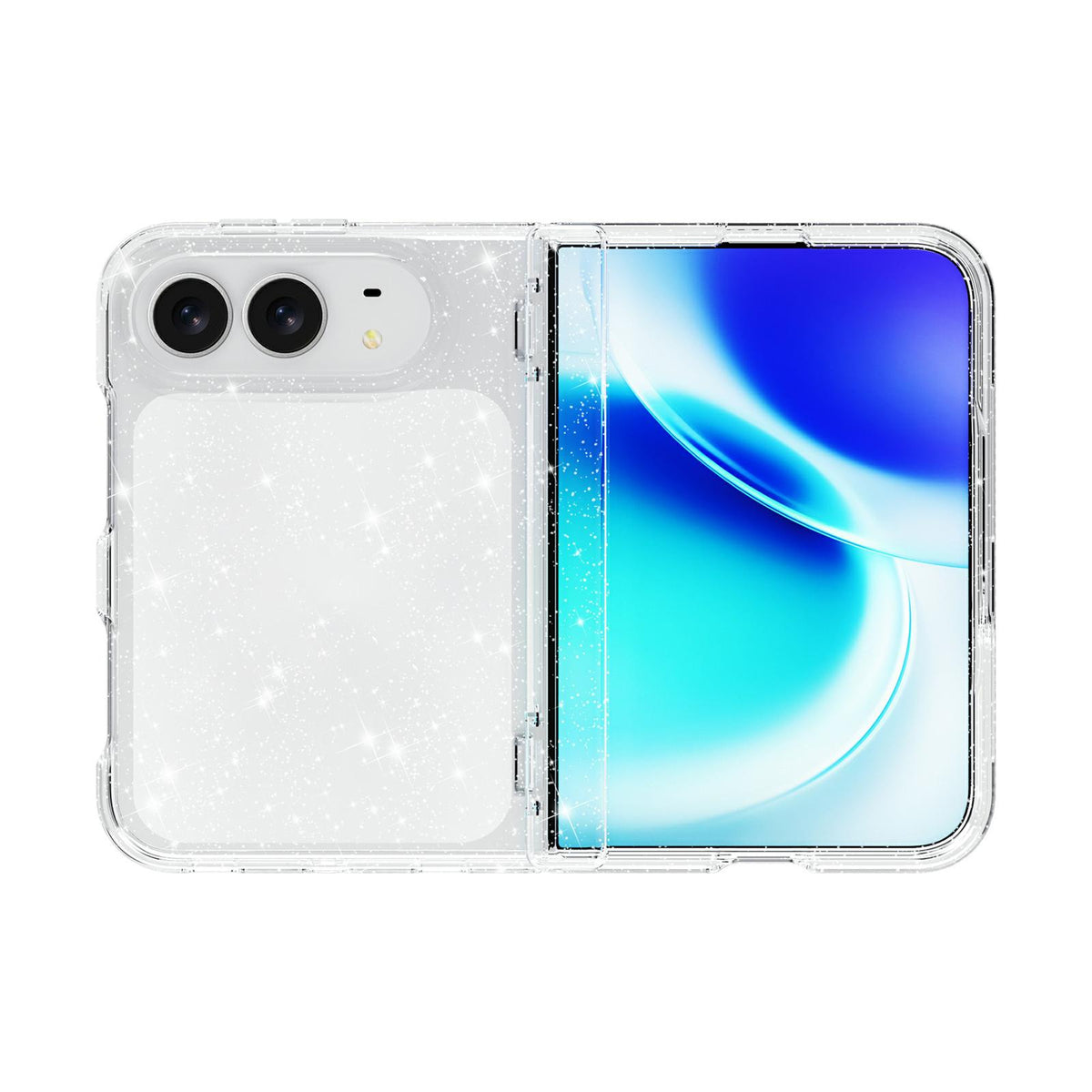 For iPhone Duo Shockproof Terminator Glitter Powder Phone Case - White - EDA010208401A
