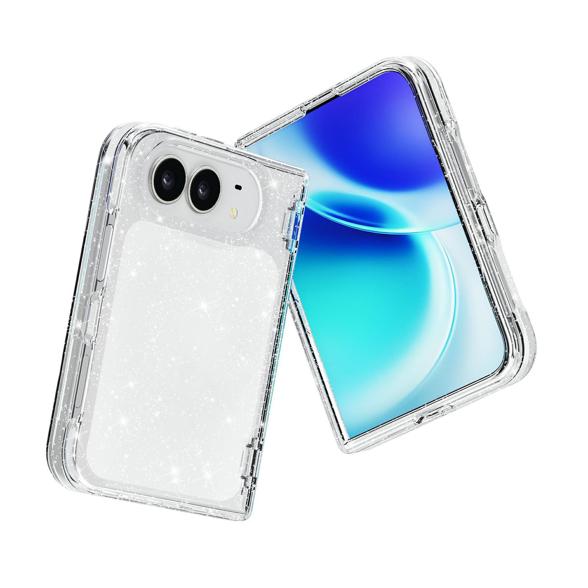 For iPhone Duo Shockproof Terminator Glitter Powder Phone Case - White - EDA010208401A
