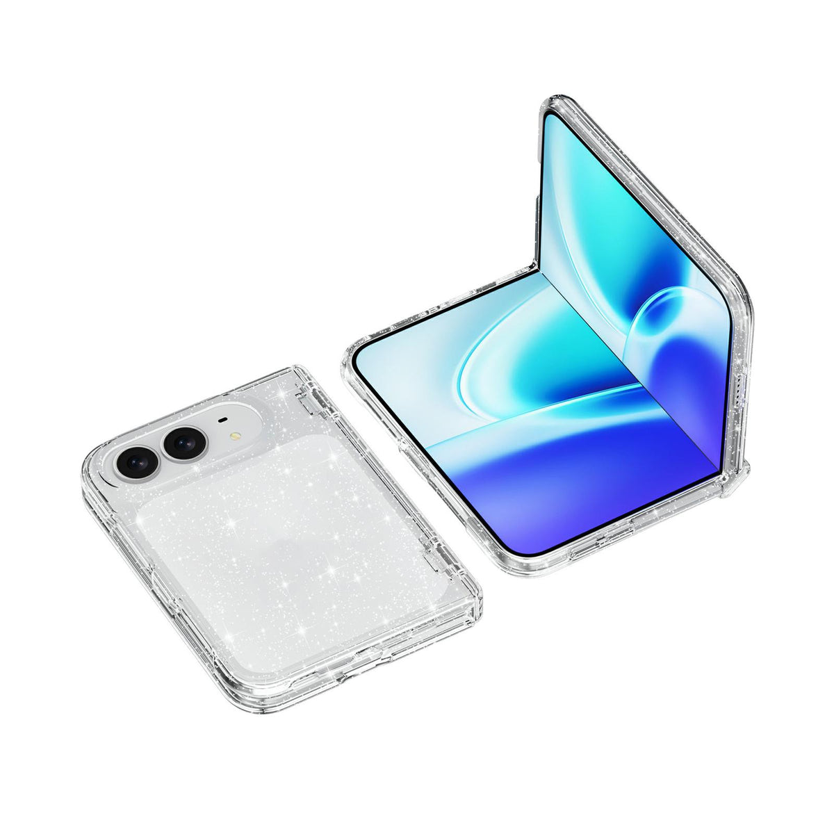For iPhone Duo Shockproof Terminator Glitter Powder Phone Case - White - EDA010208401A