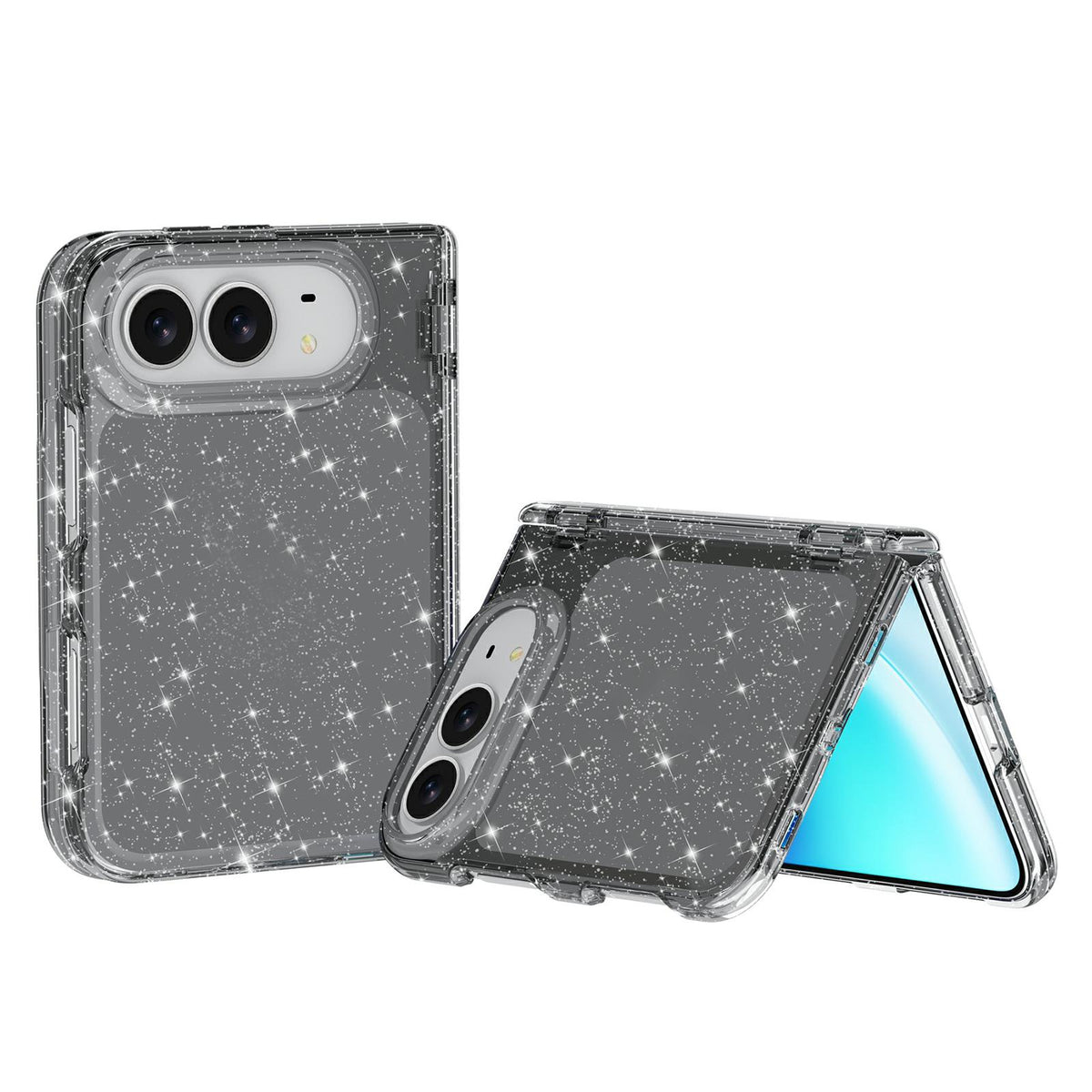 For iPhone Duo Shockproof Terminator Glitter Powder Phone Case - Black - EDA010208401B