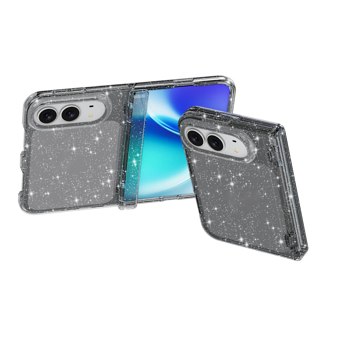 For iPhone Duo Shockproof Terminator Glitter Powder Phone Case - Black - EDA010208401B
