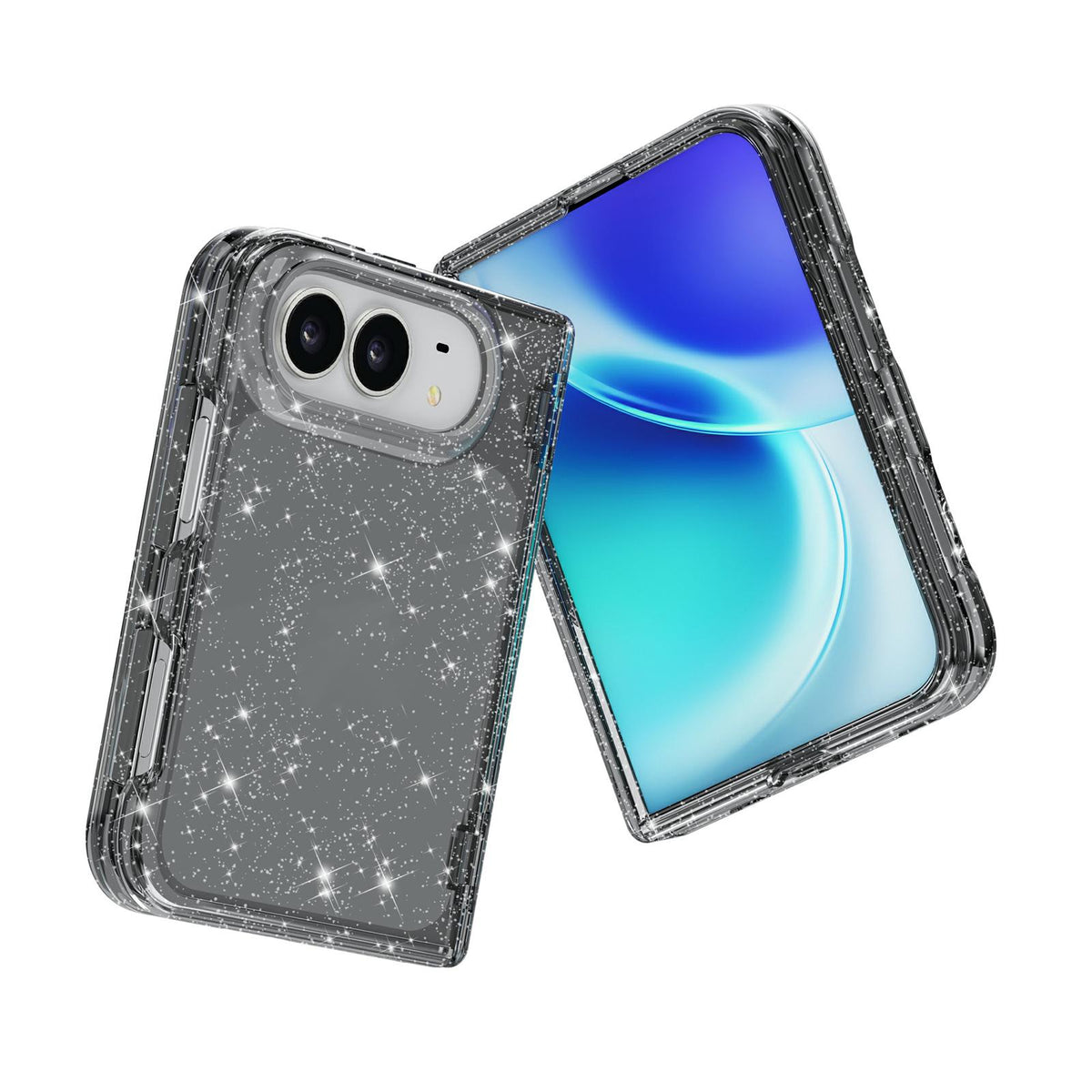 For iPhone Duo Shockproof Terminator Glitter Powder Phone Case - Black - EDA010208401B