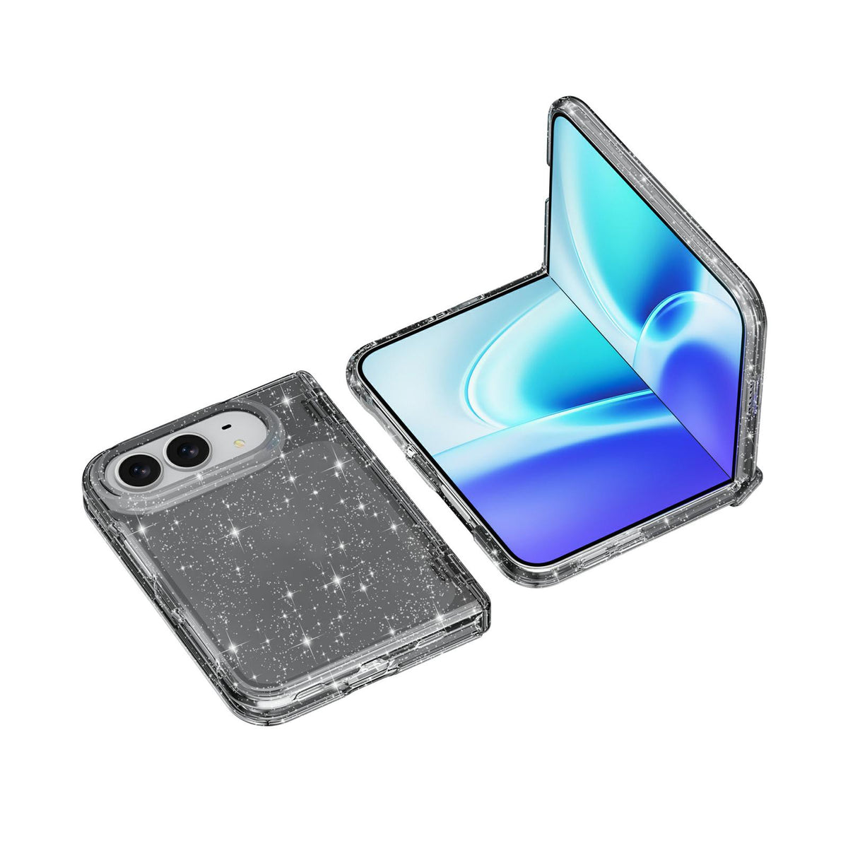 For iPhone Duo Shockproof Terminator Glitter Powder Phone Case - Black - EDA010208401B