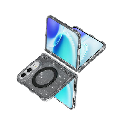 For iPhone Duo Terminator Style Glitter Powder Magnetic Holder Phone Case - Black - EDA010209101B