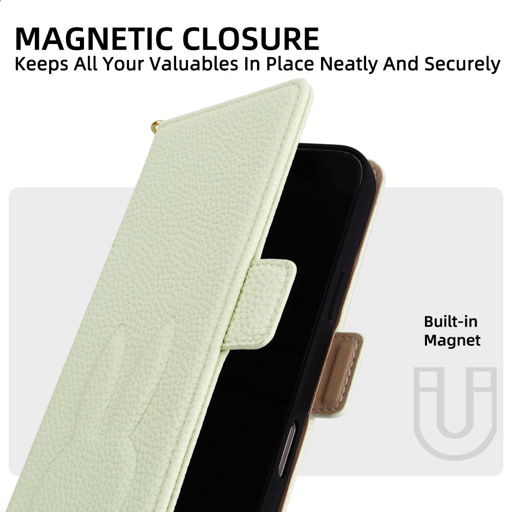 For Google Pixel 9 Bunny Ears Side Magnetic Clasp Vegan Leather Phone Case with Wrist Strap - Green - EDA010209906B