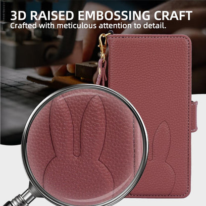 For Google Pixel 10 Pro XL Bunny Ears Side Magnetic Clasp Vegan Leather Phone Case with Wrist Strap - Red - EDA010209913D