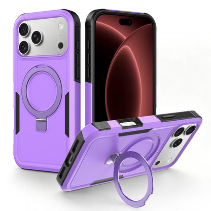 For iPhone 18 Pro Shockproof Protective TPU Hybrid PC Ring Holder Magnetic Phone Case - Purple - EDA010210801A