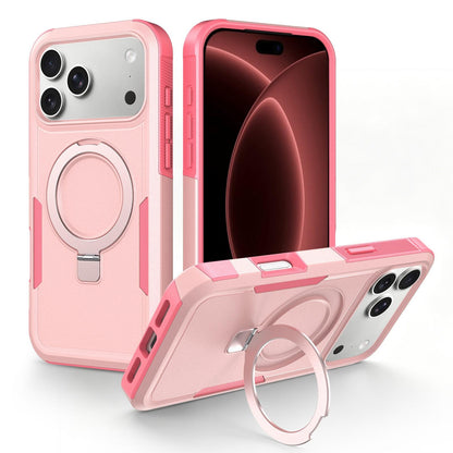 For iPhone 18 Pro Shockproof Protective TPU Hybrid PC Ring Holder Magnetic Phone Case - Pink - EDA010210801C