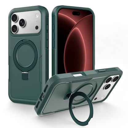 For iPhone 18 Pro Shockproof Protective TPU Hybrid PC Ring Holder Magnetic Phone Case - Green - EDA010210801D