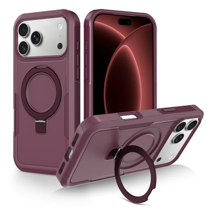 For iPhone 18 Pro Shockproof Protective TPU Hybrid PC Ring Holder Magnetic Phone Case - Wine Red - EDA010210801J