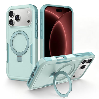 For iPhone 18 Pro Max Shockproof Protective TPU Hybrid PC Ring Holder Magnetic Phone Case - Cyan - EDA010210802F