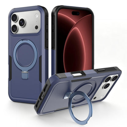 For iPhone 18 Pro Max Shockproof Protective TPU Hybrid PC Ring Holder Magnetic Phone Case - Blue - EDA010210802G