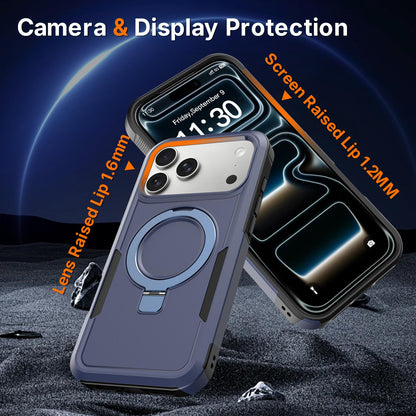 For iPhone 18 Pro Max Shockproof Protective TPU Hybrid PC Ring Holder Magnetic Phone Case - Blue - EDA010210802G