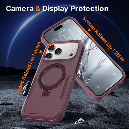 For iPhone 18 Pro Max Shockproof Protective TPU Hybrid PC Ring Holder Magnetic Phone Case - Wine Red - EDA010210802J