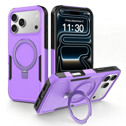 For iPhone 17 Pro Max Shockproof Protective TPU Hybrid PC Ring Holder Magnetic Phone Case - Purple - EDA010210803A