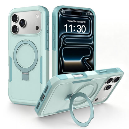 For iPhone 17 Pro Shockproof Protective TPU Hybrid PC Ring Holder Magnetic Phone Case - Cyan - EDA010210804F