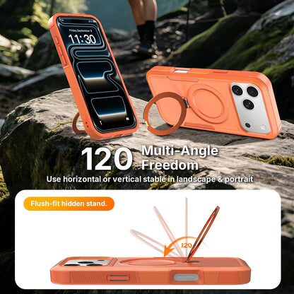 For iPhone 17 Pro Shockproof Protective TPU Hybrid PC Ring Holder Magnetic Phone Case - Orange - EDA010210804I
