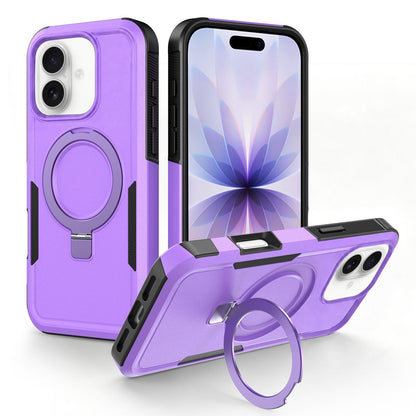 For iPhone 17 Shockproof Protective TPU Hybrid PC Ring Holder Magnetic Phone Case - Purple - EDA010210805A
