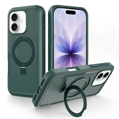 For iPhone 17 Shockproof Protective TPU Hybrid PC Ring Holder Magnetic Phone Case - Green - EDA010210805D