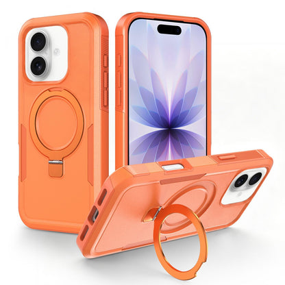 For iPhone 17 Shockproof Protective TPU Hybrid PC Ring Holder Magnetic Phone Case - Orange - EDA010210805I