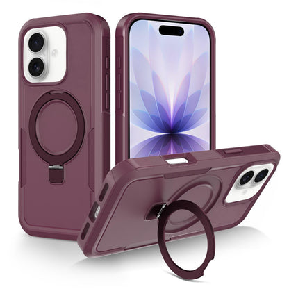 For iPhone 17 Shockproof Protective TPU Hybrid PC Ring Holder Magnetic Phone Case - Wine Red - EDA010210805J