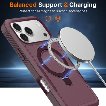 For iPhone 17 Shockproof Protective TPU Hybrid PC Ring Holder Magnetic Phone Case - Wine Red - EDA010210805J