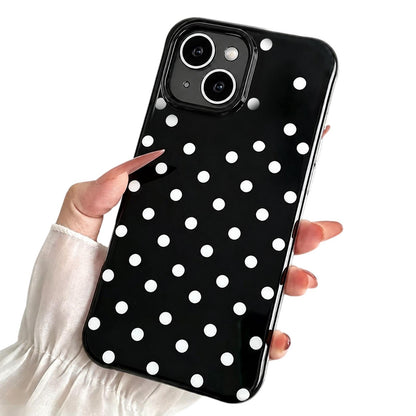 For iPhone 15 Precise Cutout Translucent IMD Dots Pattern Magnetic Phone Case - Black - EDA010211401E