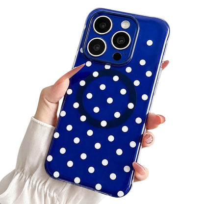 For iPhone 15 Pro Max Precise Cutout Translucent IMD Dots Pattern Magnetic Phone Case - Dark Blue - EDA010211403A