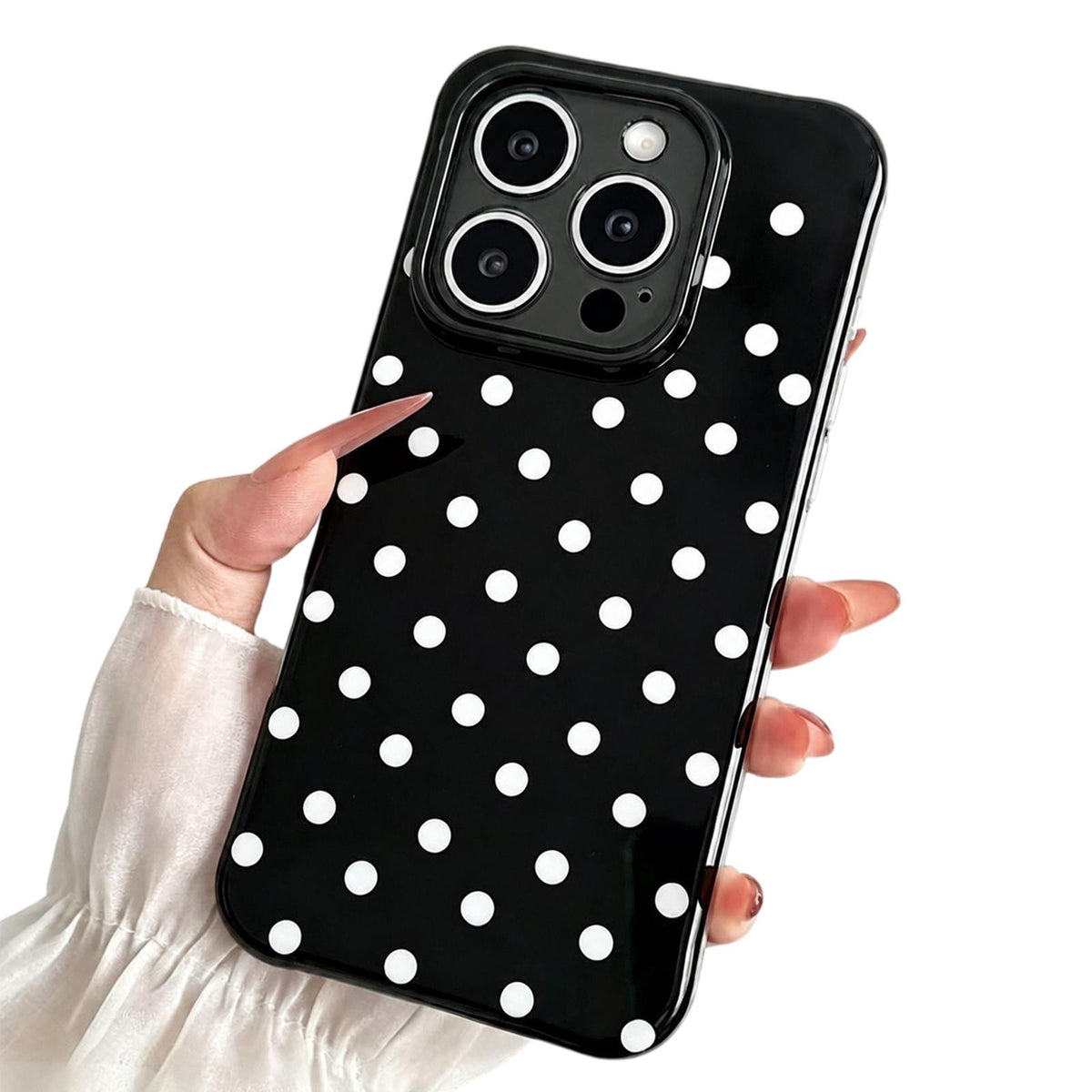 For iPhone 15 Pro Max Precise Cutout Translucent IMD Dots Pattern Magnetic Phone Case - Black - EDA010211403E