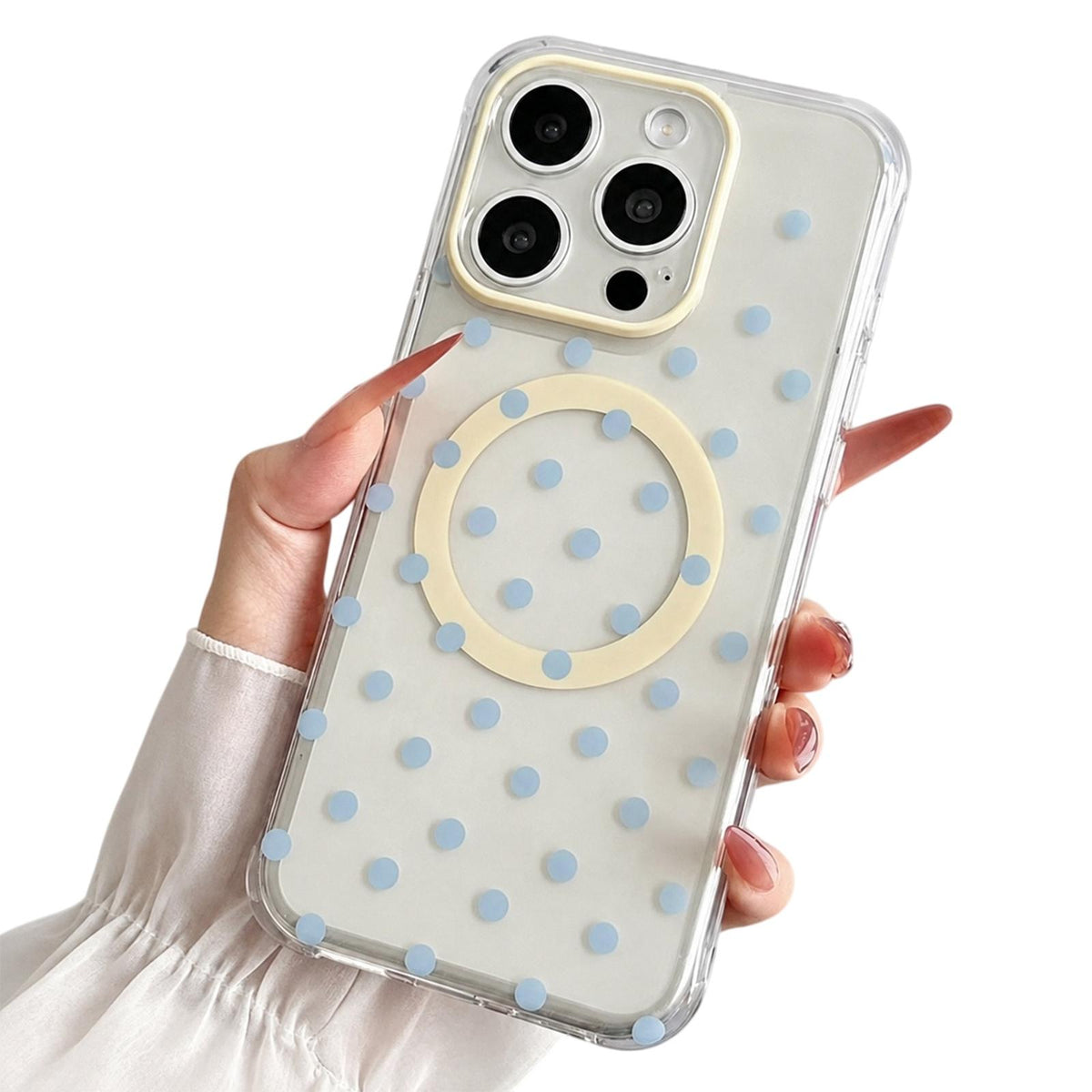For iPhone 16 Pro Precise Cutout Translucent IMD Dots Pattern Magnetic Phone Case - Light Yellow - EDA010211405B