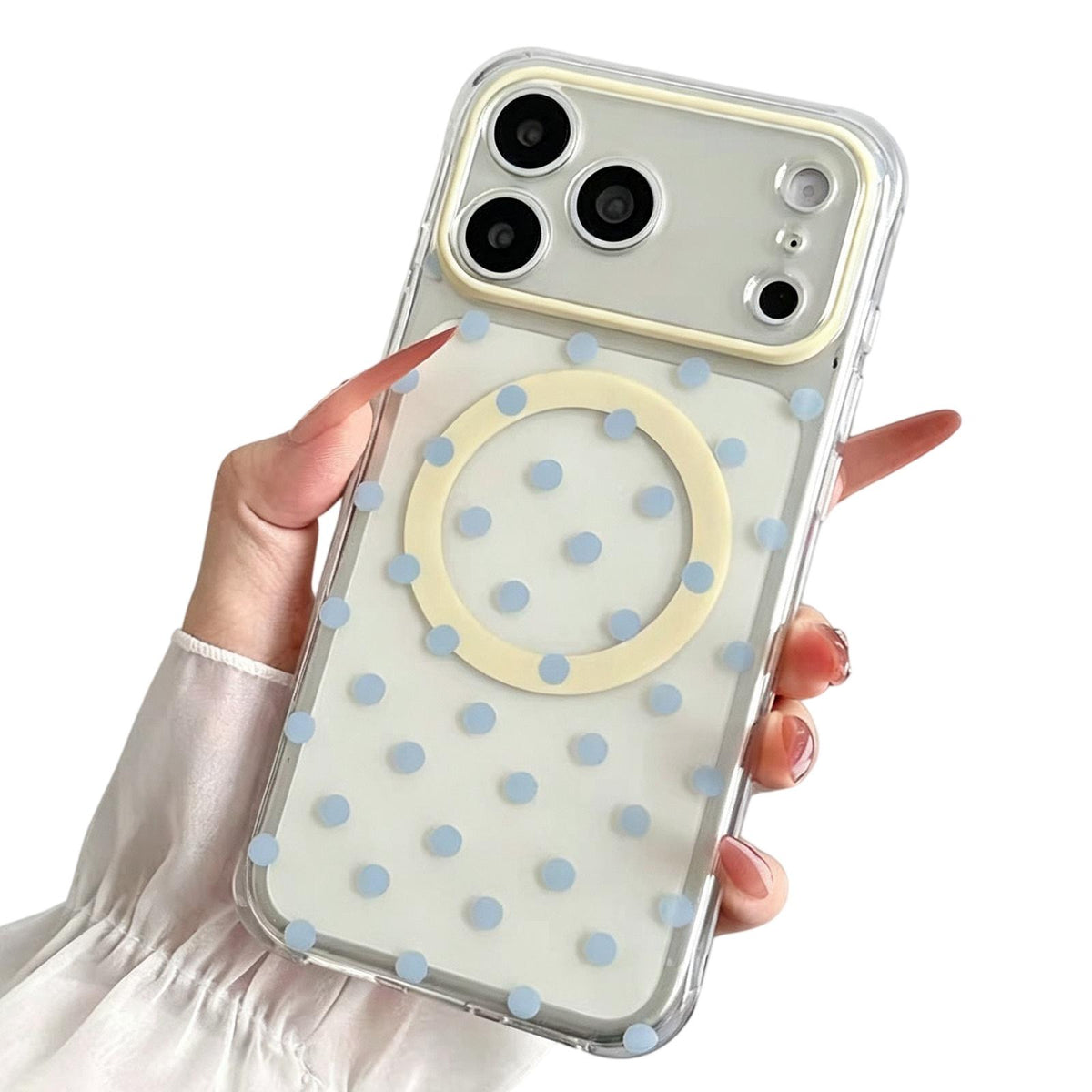 For iPhone 17 Pro Max Precise Cutout Translucent IMD Dots Pattern Magnetic Phone Case - Light Yellow - EDA010211409B