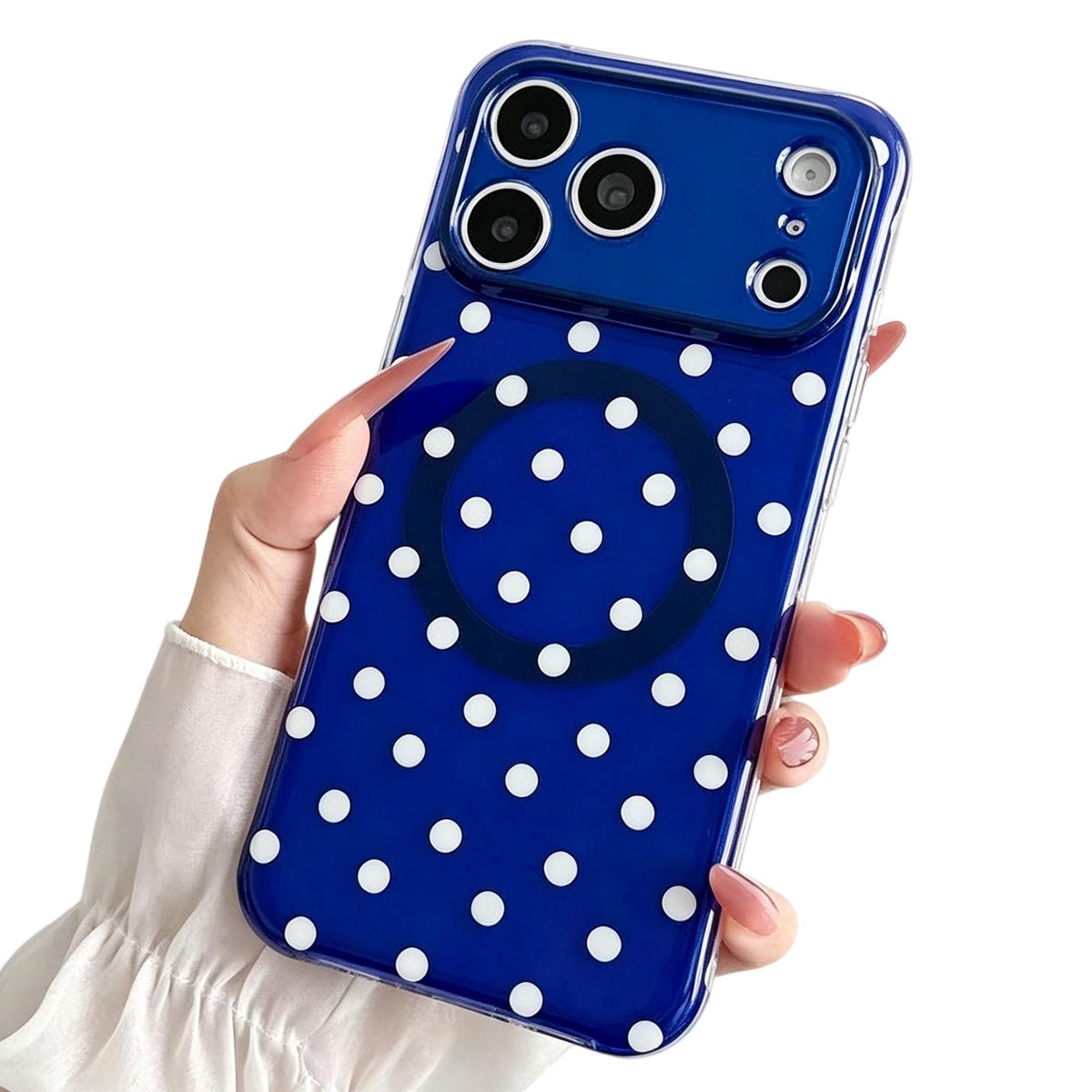 For iPhone 18 Pro Precise Cutout Translucent IMD Dots Pattern Magnetic Phone Case - Dark Blue - EDA010211410A