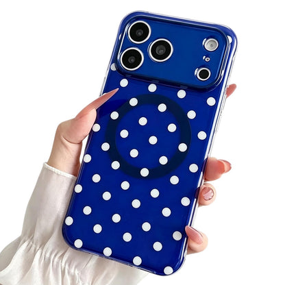 For iPhone 18 Pro Precise Cutout Translucent IMD Dots Pattern Magnetic Phone Case - Dark Blue - EDA010211410A