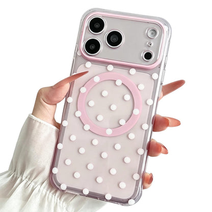 For iPhone 18 Pro Precise Cutout Translucent IMD Dots Pattern Magnetic Phone Case - Light Pink - EDA010211410D