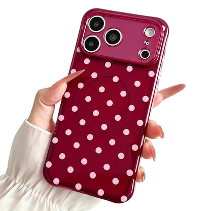 For iPhone 18 Pro Precise Cutout Translucent IMD Dots Pattern Magnetic Phone Case - Cherry Red - EDA010211410F
