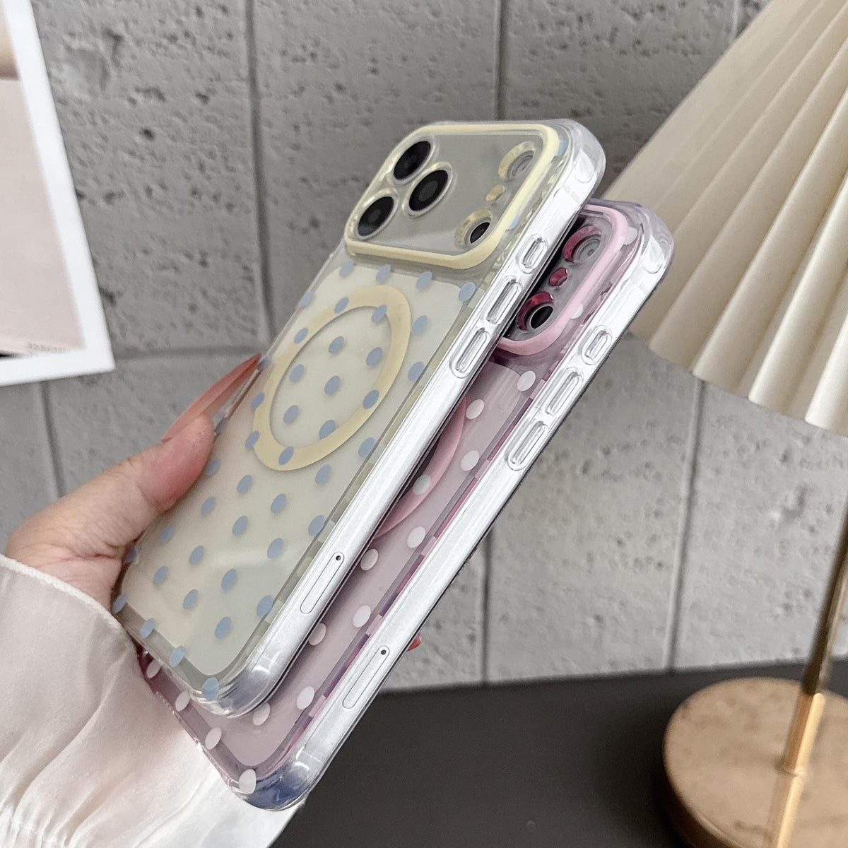 For iPhone 17 Pro Max Precise Cutout Translucent IMD Dots Pattern Magnetic Phone Case - Cherry Red - EDA010211409F