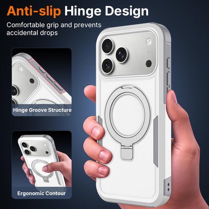 For iPhone 15 Pro Max Shockproof Protective TPU Hybrid PC Ring Holder Magnetic Phone Case - White - EDA010211805B
