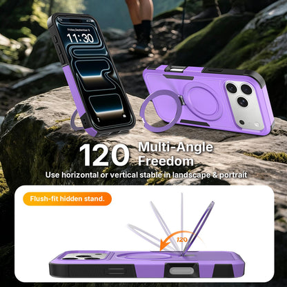 For iPhone 15 Pro Shockproof Protective TPU Hybrid PC Ring Holder Magnetic Phone Case - Purple - EDA010211806A