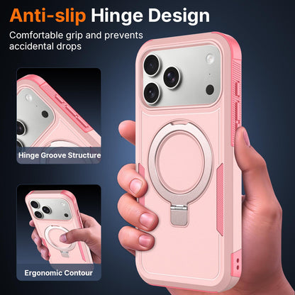 For iPhone 15 Shockproof Protective TPU Hybrid PC Ring Holder Magnetic Phone Case - Pink - EDA010211808C